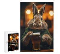 1000 PCS Rompecabezas para Adultos Y Adolescentes Rabbit Drinking Beer Pint Rompecabezas para Adultos Juego Familiar Desafío Difícil 1000 PCS