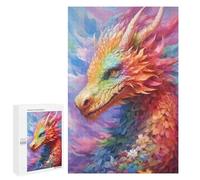 1000 PCS Rompecabezas para Adultos Y Adolescentes Rainbow Flower Dragon Rompecabezas para Adultos Juegos De Relajación Desafío Difícil Interacción Entre Padres E Hijos 1000 PCS