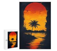 1000 PCS Rompecabezas Para Adultos Y Adolescentes Sunset Palm Silueta Rompecabezas Juego Práctico Carrera De Velocidad Manual Regalos Únicos Para Cumpleaños Y Navidad 1000 PCS