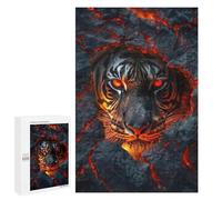 1000 PCS Rompecabezas para Adultos Y Adolescentes Tiger Eyes Glowing in Lava Rompecabezas para Adultos Juegos De Relajación Desafío Difícil Interacción Entre Padres E Hijos 1000 PCS