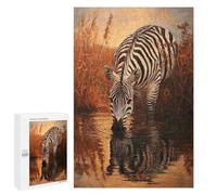 1000 PCS Rompecabezas para Adultos Zebra Drinking at Sunset Rompecabezas para Adultos Juegos De Relajación Regalos para Mujeres Regalos De Cumpleaños 1000 PCS