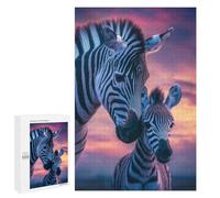 1000 PCS Rompecabezas para Adultos Zebra Family Sunset Rompecabezas para Adultos Juguete Decoración De Pared Mejora Los Recuerdos Regalos para Amigos Y Familiares 1000 PCS