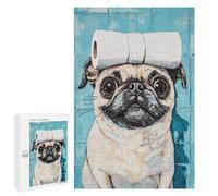 1000 PCS Rompecabezas Pug with Toilet Paper Art Print Rompecabezas para Adultos Rompecabezas para La Diversión Familiar Difícil Y Desafiante Juego Educativo Familiar 1000 PCS
