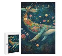 1000 PCS Rompecabezas Whale with Flowers in Space-1 Rompecabezas para Adultos Carrera De Velocidad De Manos Ayuda A Ejercitar El Cerebro Juego De Hermoso Diseño 1000 PCS