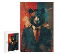 1000 PCS Rompecabezas Wild Bear in Suit Art Print Rompecabezas para Adolescentes Carrera De Velocidad Manual Lista De Deseos con Juguetes De Papá Noel Juegos Educativos 1000 PCS