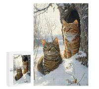 1000 PCS Rompecabezas Winter Cats in Snowscape Rompecabezas para Adultos Carrera De Velocidad De Manos Ayuda A Ejercitar El Cerebro Juego De Hermoso Diseño 1000 PCS