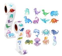 1000 Pegatinas Circulares de Animales (16 Modelos) - Pegatinas Adorables para Niños - Stickers de Dinosaurios y Criaturas Marinas