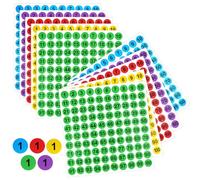 1000 pegatinas con números, de 1 a 100 números consecutivos, autoadhesivas, con números de colores, resistentes al agua, para organizaciones (25 mm, 10 hojas)