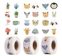 1000 Pegatinas De Animales Y 500 De Flores Y Plantas, Lindas De Dibujos Animados, Creativas De Graffiti, De Focas, Decorativas Redondas