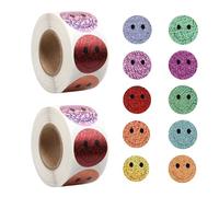 1000 pegatinas de emoticonos - Coloridas pegatinas sonrientes y emoji pegatinas brillantes redondas de 25 mm - Pegatinas de recompensa y sello de sonriente para niños, escuela, regalos y fiestas