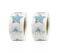 1000 pegatinas de estrellas brillantes, pegatinas holográficas plateadas, pegatinas de recompensa, accesorios decorativos, pegatinas de sellado de regalo (2,5 cm cada una)