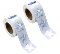 1000 pegatinas plateadas, 2,5 cm de plata con estrellas, pegatinas brillantes de estrellas, pegatinas de purpurina holográficas, un rollo para aulas, accesorios para profesores