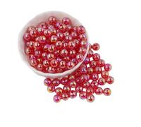 1000 perlas acrílicas de colores, perlas sueltas, perlas reflectantes, enhebradas, perlas para joyas, accesorios de joyería, cuentas para manualidades, pulseras, collares, ropa, rojo, 6 mm