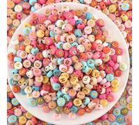 1000 perlas Lettres Rondes 7 mm, Alphabet Blanc Acrylique Avec Lettres Colorées A À Z Pour Bracelets,Bijoux,Bricolage,Artisanat,Colliers,Ornements,Pendentifs,Accessories,DIY