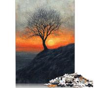 1000 pezzi di Albero Solitario al tramonto in Toni Carbone e caldi per adulti, gioco Educativo difficile, giocattolo da sfida, 1000 pezzi (75x50 cm)