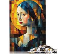 1000 pezzi Ragazza con l'orecchino di Perla in Mosaico di vetro colorato. Puzzle in Legno difficili per adolescenti, Regali, decorazioni per la casa, giocattoli Puzzle, 1000 pezzi (75x50 cm)
