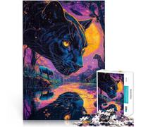 1000 Piece Adult Puzzles “Color Painting Black Panther” Made of Cardboard,Suitable for People Aged 14 and Above Train Your Brain and Your Hands Because it is Ideal as a Gift for The Whole Family。