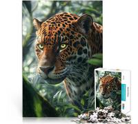 1000 Piece Jigsaw Puzzle for Adults Tropical Forest Jaguar Made of Cardboard，for Age 14+ Challenging To Complete But Fun and Humorous Christmas Game Presents for Women。Size：26x38cm/10.24x14.96inch
