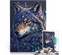 1000 Piece Jigsaw Puzzles For Adults “Flower Crown Wolf” Suitable for People Aged 14 and Above with Completely interconnected Pieces of Random Shape Educational Game for Birthday and Christmas。
