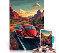 1000 Piece Jigsaw Puzzles for Adults Jigsaw Red Beetle on Desert Road Made of Cardboard for Ages 14 and Over Fun Games Fun Activities at Home, Birthday Gifts, Travel Gifts。Size:38x52cm
