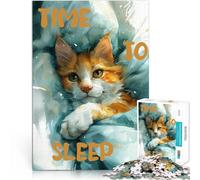 1000 Piece Jigsaw Puzzles for Adults Teenagers Time To Sleep Cat Suitable for Ages 14 and up with Completely interconnected Pieces of Random Shape Fun Activities at Home, Birthday Gifts。