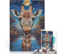 1000 Piece Jigsaws for Adults Puzzle Color Painting Giraffe for and from 14 Years and Over with Completely interconnected Pieces of Random Shape Fun Activities at Home, Birthday Gifts。
