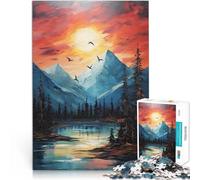 1000-piece Puzzle for Teenagers “Summer Mountains Art ” Made of Cardboard，for Age 14 Years and Over Beautiful Design gameBeautiful Design Game Offered as Gifts for The Whole Family。Size：26x38cm