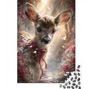 1000 Pieces Cute Deer Forest Jigsaw Puzzle for Adults Paper Animal Scenery Brain Teaser Home Wall Art 70x50cm/1000pcs
