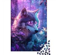 1000 Pieces Fantasy Forest Wolf Paper Jigsaw Puzzle for Adults Brain Training Eco Paper Wolf Puzzle Home Decor 38x26cm/1000pcs