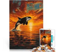 1000 Pieces for Adults Gifts Orca Sunset Ocean Scenic Made of Cardboard，for and 14 Years and Over Home Decoration Game Fun at Home Activities, Birthday Present,Travel Gifts。Size：50x75cm