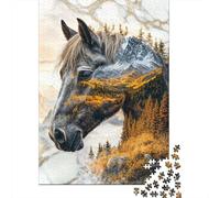 1000 Pieces Forest Horse Jigsaw Puzzle for Adults Paper Brain Training Mountain Scenery Puzzle Ideal for Home Decor 70x50cm/1000pcs