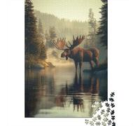 1000 Pieces Forest Moose Jigsaw Puzzle for Adults Paper Material Educational Animal Scenery Puzzle Home Decor 70x50cm/1000pcs