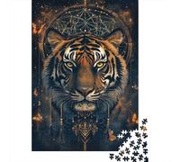 1000 Pieces Mystical Tiger Animal Jigsaw Puzzle for Adults Paper Educational Jungle Puzzle Home Decor Relaxation 38x26cm/1000pcs