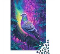 1000 Pieces Night Pigeon Jigsaw for Adults Paper Brain Forest Bird Puzzle Art Home Décor Stress Relief 52x38cm/1000pcs