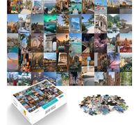 1000 Pieces Puzzles for Adults Travel Poster Collage Made of Cardboard,for Age 14+ Each Piece is Unique - Fun and challenging Game for The Whole Family It is Ideal as a Gift for The Whole Family。