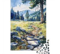 1000 Pieces Scenery Countryside Path Puzzle for Adults Paper Material Brain Training Forest Landscape Jigsaw Puzzle Home Decoration 38x26cm/1000pcs