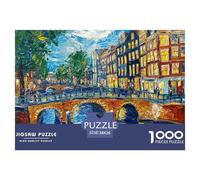 1000 Pieza Canal de Ámsterdam Rompecabezas Desafiante Rompecabezas De Decoración Pasatiempo Creativo Regalo para Adultos para Toda La Familia 38x26cm/1000pcs