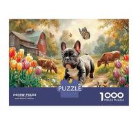 1000 Piezas Bullperro francés Granja Puzzle Juego Familiar Perro de Mascota Lindo Rompecabezas Desafío Juguetes para Adultos Y Niños A Partir De 12 Años 52x38cm/1000pcs