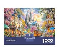 1000 Piezas Ciudad de la Flor de Cerezo Parejas Amantes De Puzzles - Papel Reciclado Puzzle De Desarrollo Cognitivo Catedral de Colonia 52x38cm/1000pcs