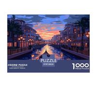 1000 Piezas Ciudad del Agua de Venecia Puzzle Juego De Habilidad Decoración del Hogar Paisaje Urbano Rompecabezas De Decoración Regalo Creativo para Adultos Y Niños 38x26cm/1000pcs