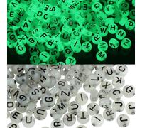1000 Piezas Cuentas de Letras Luminosas Cuentas de Letras Blancas A-Z Cuentas Acrílicas de 7 mm Cuentas para Enhebrar Pulseras Collares Joyería Fabricación de Bricolaje Style 12