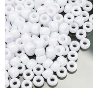 1000 piezas de acrílico blanco Pony Beads 6x9mm Bulk for Arts Craft Bracelet Collar Joyería Making Pendiente Cabello trenzado (blanco)