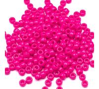 1000 piezas de acrílico rosa roja Pony cuentas de 6 x 9 mm a granel para manualidades, pulsera, collar, fabricación de joyas, pendientes, trenzado, cabello (rojo)
