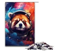 1000 Piezas de Astronauta Panda Rojo de Splatters Muchos Rompecabezas Gruesos de Colores para Adultos Diversión Familiar Juego Familiar Alivia el estrés Desafío difícil 75 x 50 cm