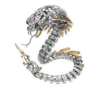 1000 piezas de metal 3D mecánico modelo de serpiente, Viper Shadow Cobra DIY rompecabezas de montaje con cuerpo móvil y ojos LED, figura de exhibición coleccionable (serpiente cobra víbora)