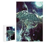 1000 piezas de puzle adolescentes Wolf Pack Moonlit Night Puzzles para adultos: análisis de juegos familiares y desafío de aprendizaje lógico, 1000 unidades