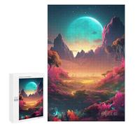 1000 piezas de rompecabezas adolescente paisaje de fantasía con rompecabezas de luna gigante para adultos - Juguetes de bricolaje, regalo de cumpleaños divertido y humorístico, regalos, 1000 unidades