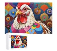 1000 piezas de rompecabezas para adolescentes, coloridas obras de arte de gallo rompecabezas juegos relajantes, desafío difícil de completar 1000 piezas