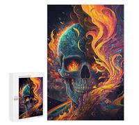 1000 piezas de rompecabezas para adolescentes, diseño de calavera llameante, 2 rompecabezas para adultos, juguete de bricolaje, regalo de cumpleaños divertido y humorístico, regalos, 1000 unidades