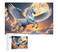 1000 piezas de rompecabezas para adultos, rompecabezas Pegaso volando en el cielo iluminado por la luna, juguetes de bricolaje pero divertidos y humorísticos, regalos únicos para cumpleaños y Navidad